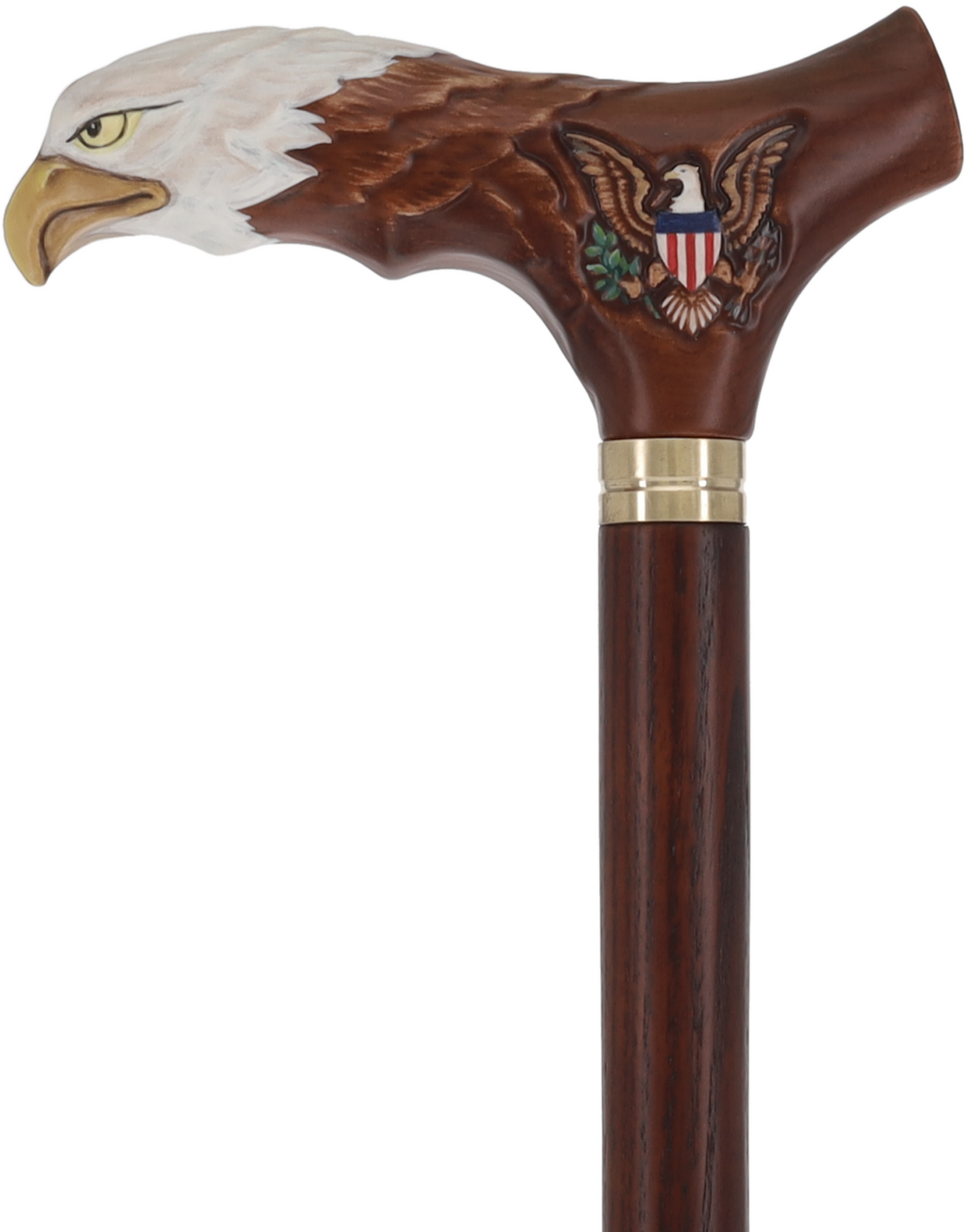 USA Bald Eagle Patriotic Handcarved Cane - Dark Wood (ash) Hand Carved Artisan - Tophatter Daily Deals