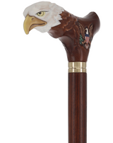 USA Bald Eagle Patriotic Handcarved Cane - Dark Wood (ash) Hand Carved Artisan - Tophatter Daily Deals