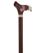 USA Bald Eagle Patriotic Handcarved Cane - Dark Wood (ash) Hand Carved Artisan - Tophatter Daily Deals
