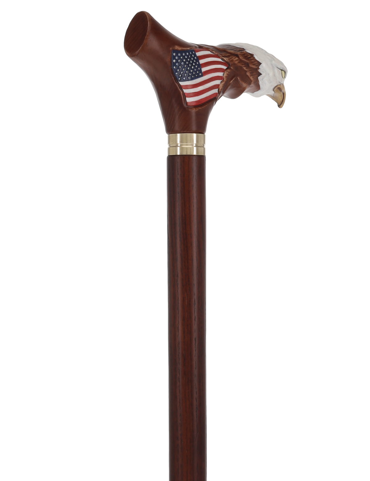 USA Bald Eagle Patriotic Handcarved Cane - Dark Wood (ash) Hand Carved Artisan - Tophatter Daily Deals