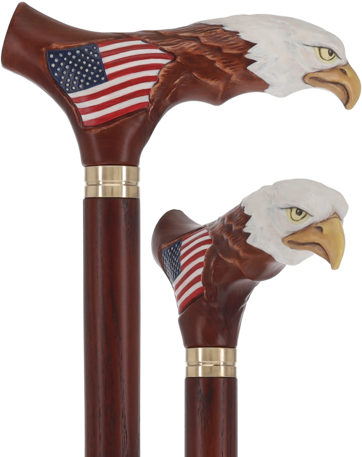 USA Bald Eagle Patriotic Handcarved Cane - Dark Wood (ash) Hand Carved Artisan - Tophatter Daily Deals