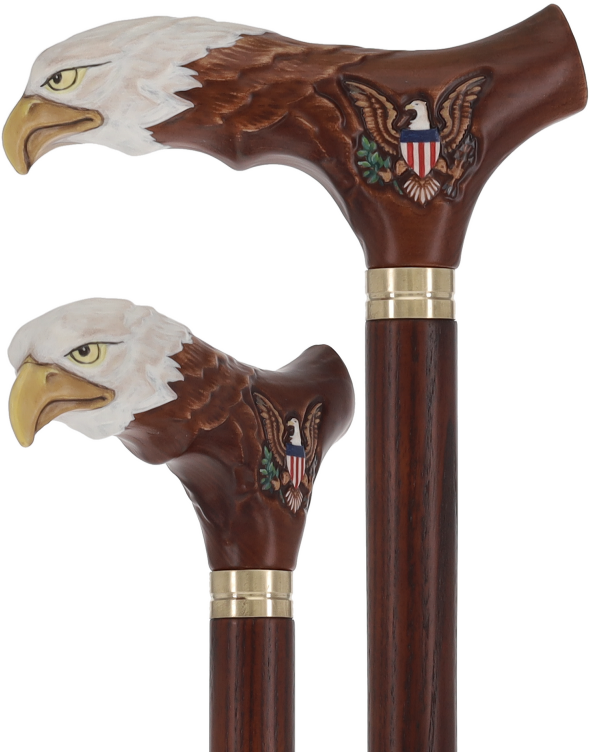 USA Bald Eagle Patriotic Handcarved Cane - Dark Wood (ash) Hand Carved Artisan - Tophatter Daily Deals