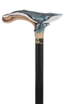 Masterpiece Hand-Carved Blue Whale Painted Walking Cane Hand Carved Artisan - Tophatter Daily Deals