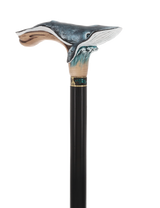 Masterpiece Hand-Carved Blue Whale Painted Walking Cane Hand Carved Artisan - Tophatter Daily Deals