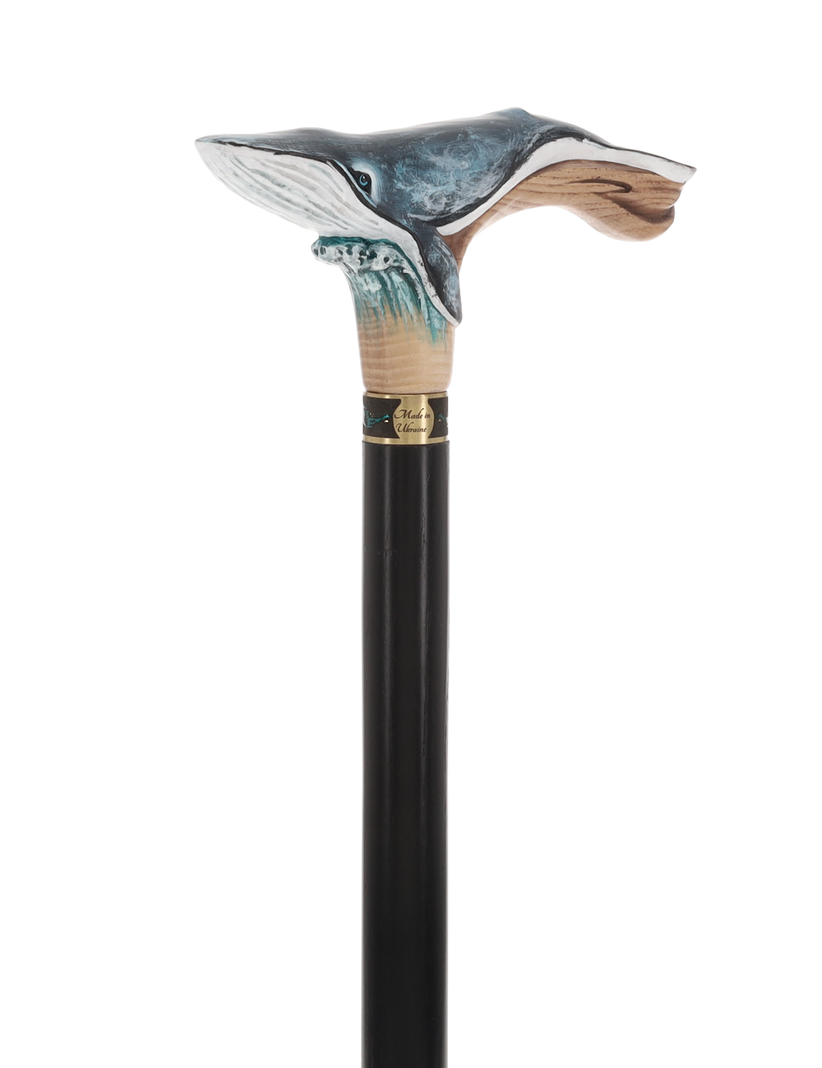 Masterpiece Hand-Carved Blue Whale Painted Walking Cane Hand Carved Artisan - Tophatter Daily Deals