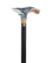 Masterpiece Hand-Carved Blue Whale Painted Walking Cane Hand Carved Artisan - Tophatter Daily Deals