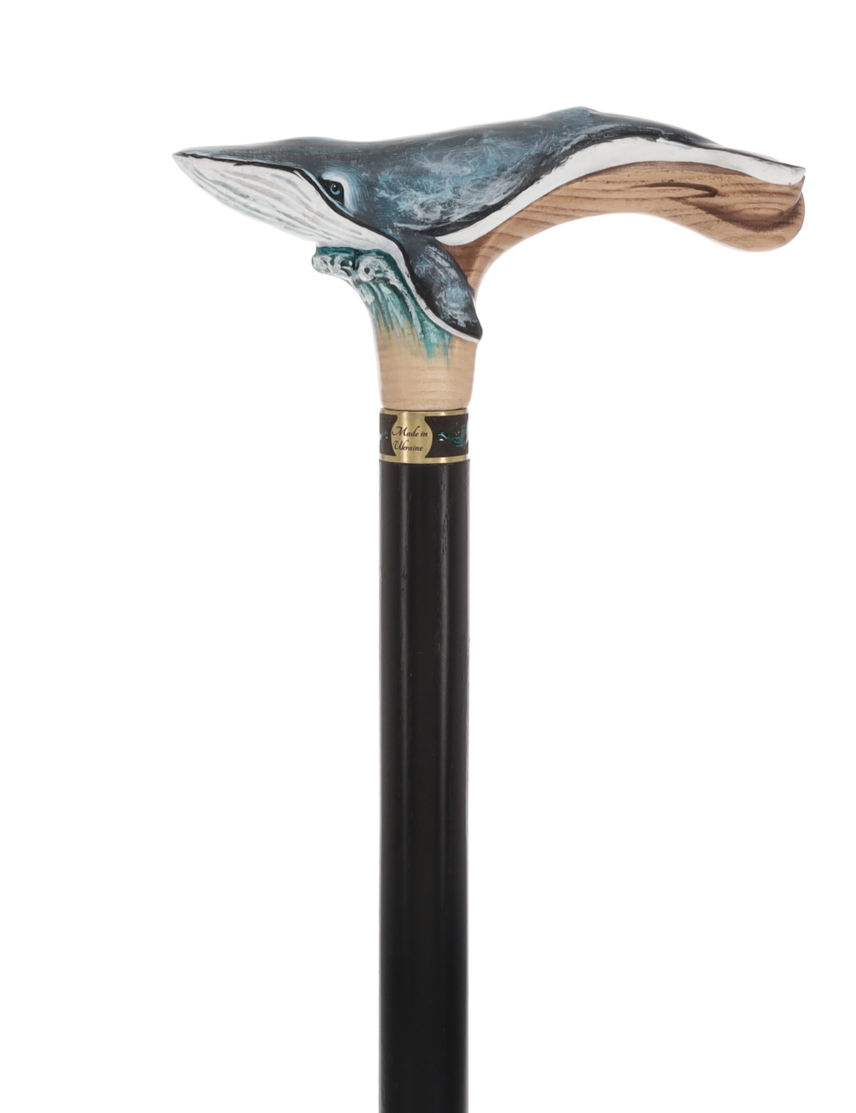 Masterpiece Hand-Carved Blue Whale Painted Walking Cane Hand Carved Artisan - Tophatter Daily Deals