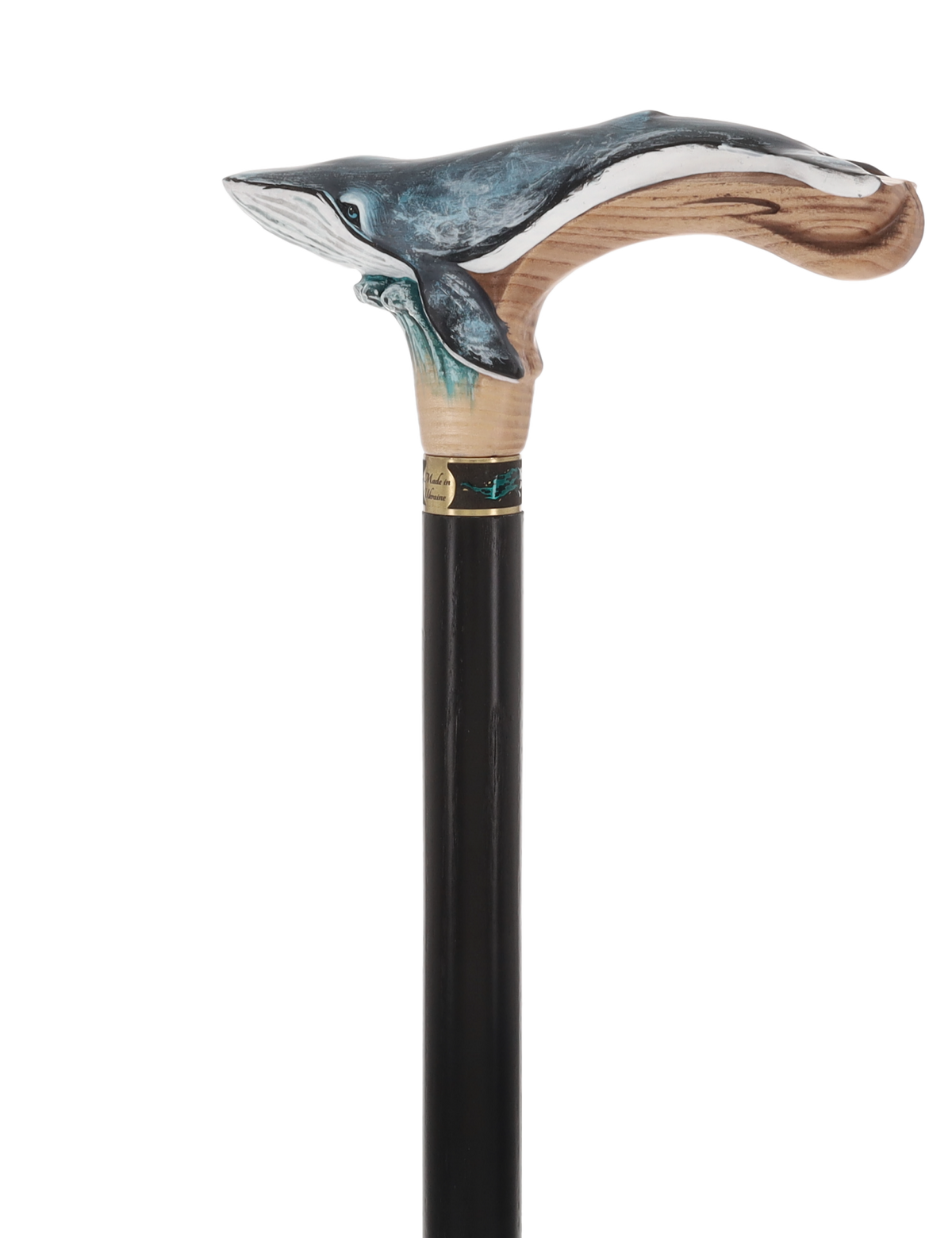 Masterpiece Hand-Carved Blue Whale Painted Walking Cane Hand Carved Artisan - Tophatter Daily Deals