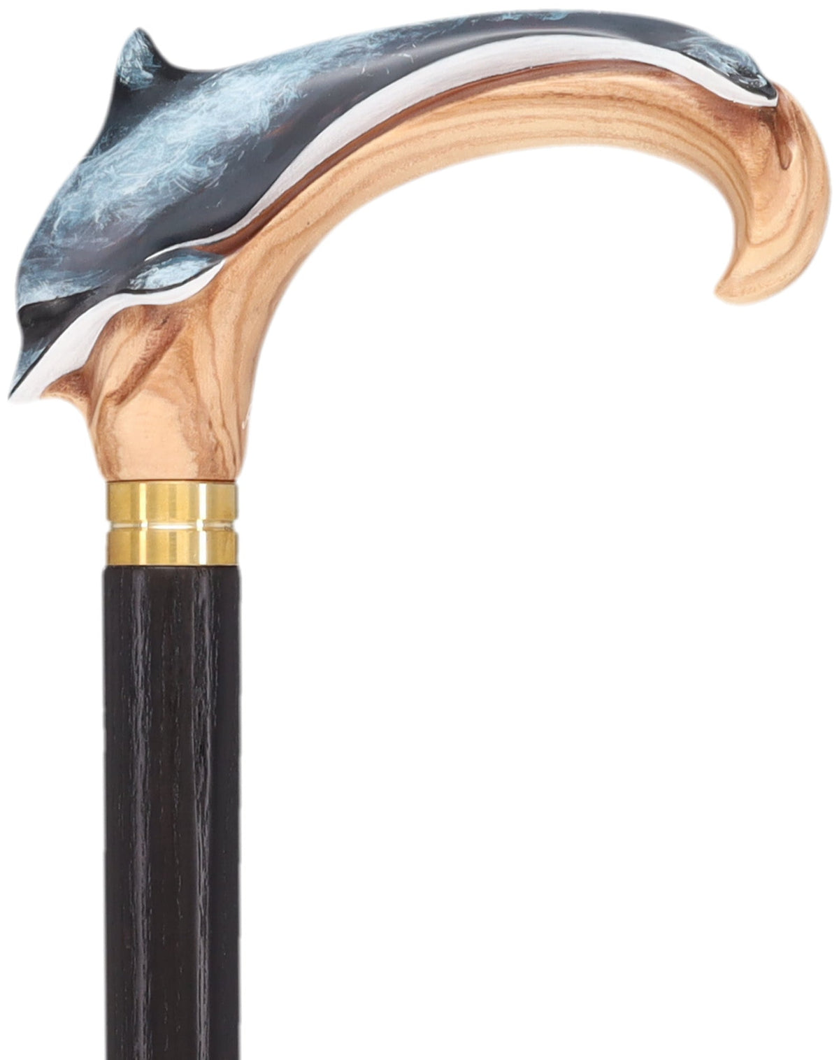 Masterpiece Hand-Carved Dolphin Painted Walking Cane Hand Carved Artisan - Tophatter Daily Deals