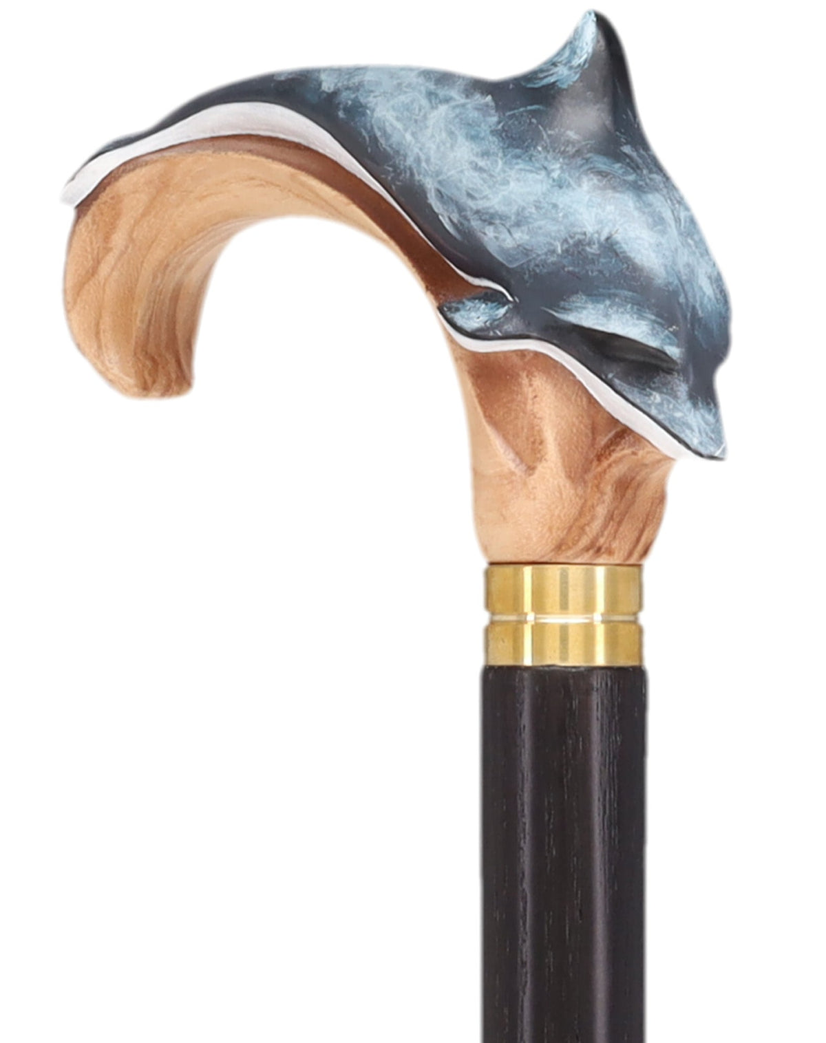 Masterpiece Hand-Carved Dolphin Painted Walking Cane Hand Carved Artisan - Tophatter Daily Deals