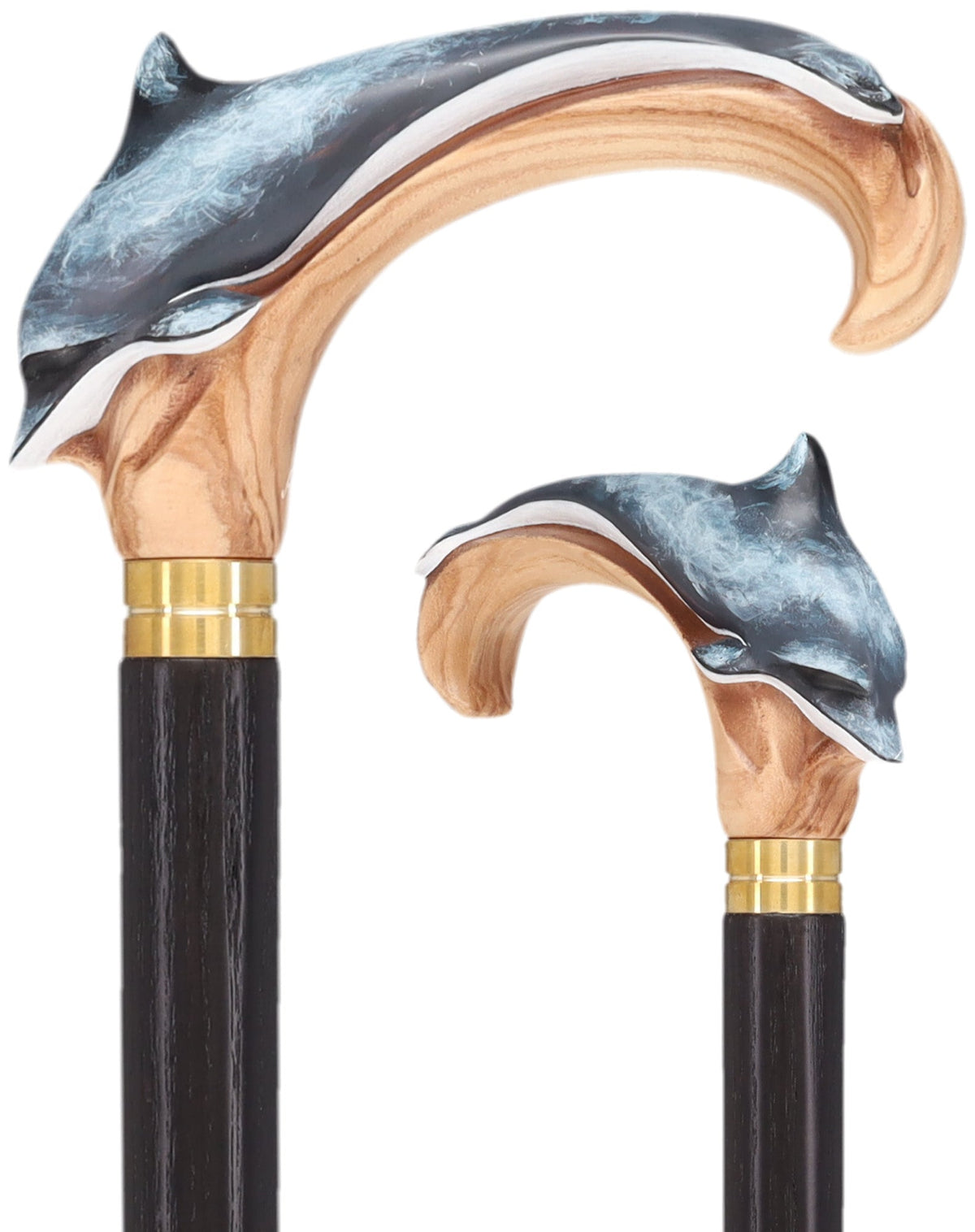 Masterpiece Hand-Carved Dolphin Painted Walking Cane Hand Carved Artisan - Tophatter Daily Deals