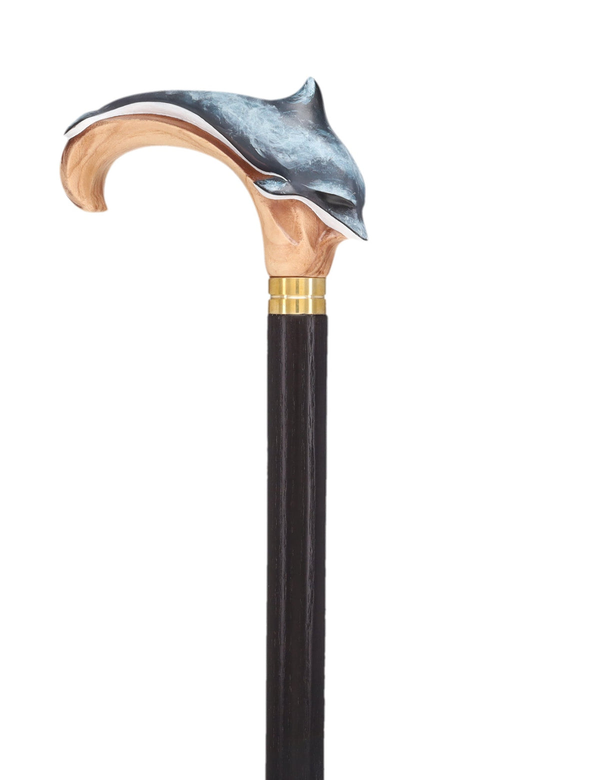 Masterpiece Hand-Carved Dolphin Painted Walking Cane Hand Carved Artisan - Tophatter Daily Deals