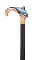 Masterpiece Hand-Carved Dolphin Painted Walking Cane Hand Carved Artisan - Tophatter Daily Deals