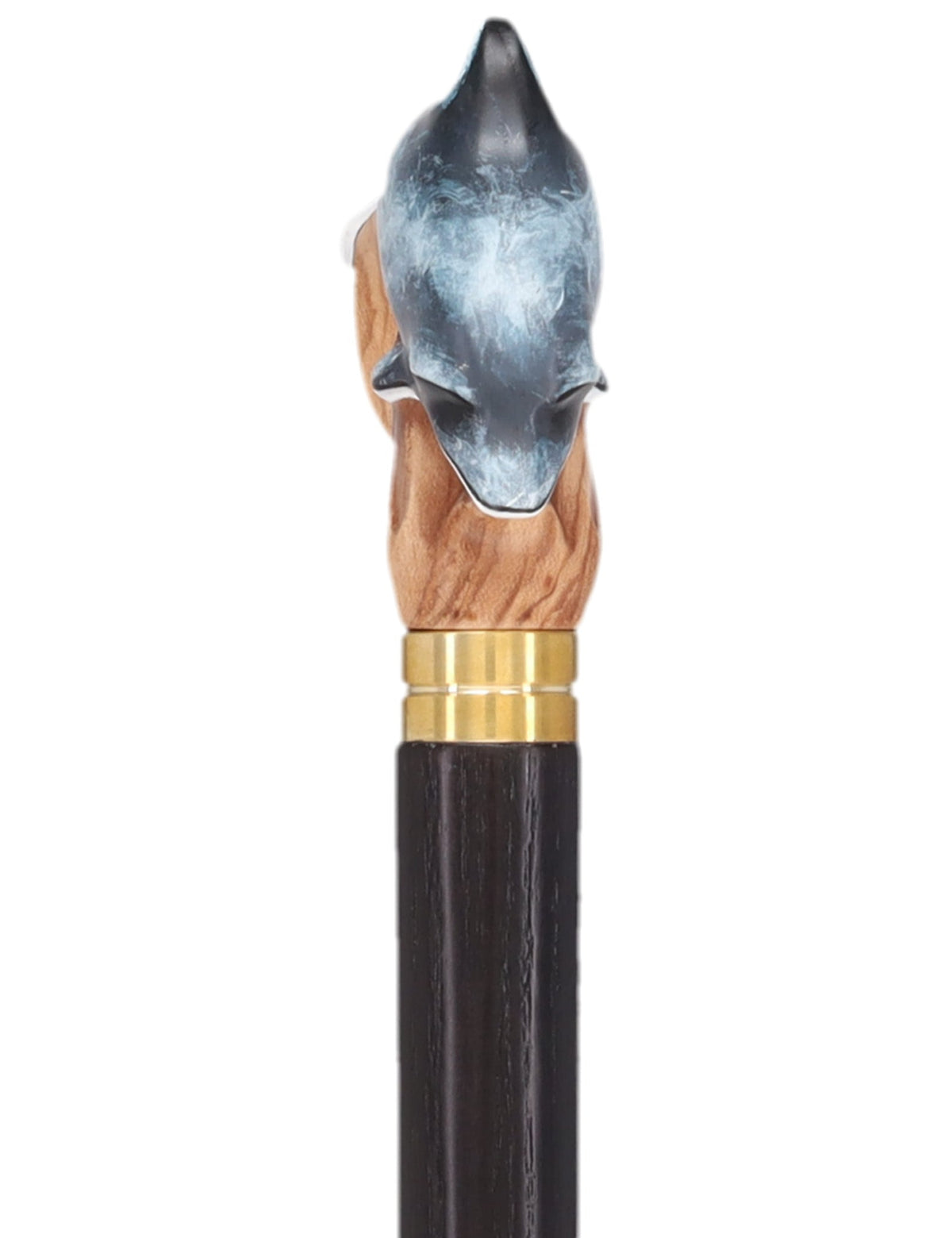 Masterpiece Hand-Carved Dolphin Painted Walking Cane Hand Carved Artisan - Tophatter Daily Deals