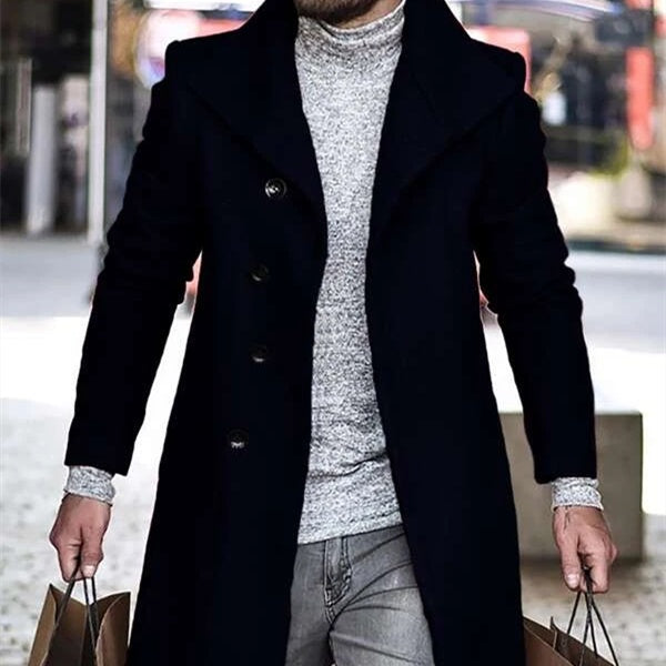 Autumn And Winter Woolen Cloth Overcoat 0 - Tophatter Daily Deals