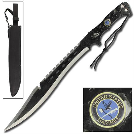 Marines Leatherneck Full Tang Sawback Machete - 25 Inches Long Collectible Weapons - Tophatter Daily Deals