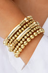 Gold 5Pcs Minimalist Beaded Bracelet Set Gold ONE SIZE Alloy Bracelets - Tophatter Daily Deals