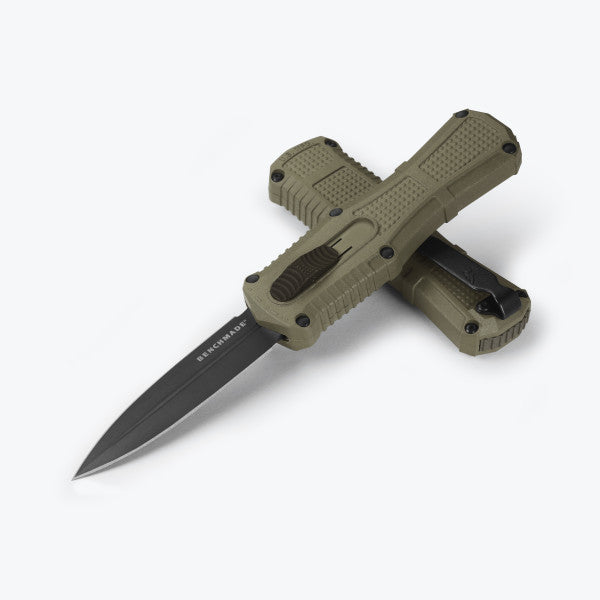 Benchmade Mini Claymore OTF - Automatic - Ranger Green Grivory Handle - Plain CPM-D2 - 3375GY-1 Automatic Knives - Tophatter Daily Deals