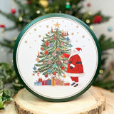 Christmas Tree Cake Tin | Round Metal Festive Cookie Storage Tin 24 x 12cm Tin - Tophatter Daily Deals