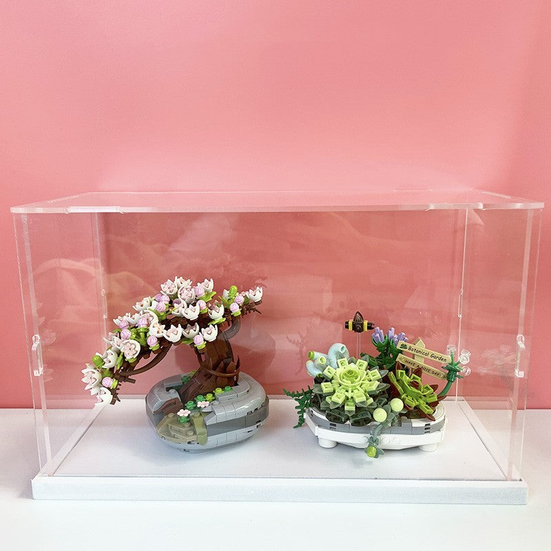Blossom Pot Simulation Green Plant Household Decoration Toys Cherry blossom and succulent Display box 0 - Tophatter Daily Deals