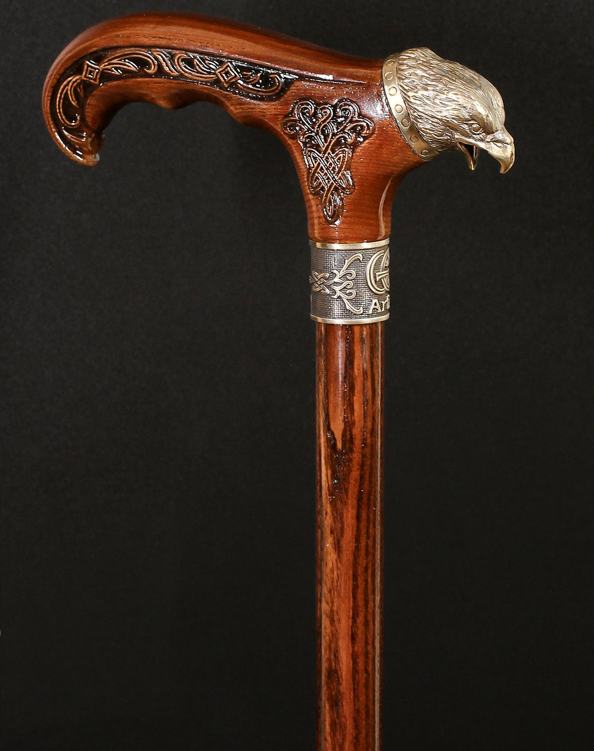 Eagle Head: Bronze Artisan Intricate Detail Design Cane Hand Carved Artisan - Tophatter Daily Deals
