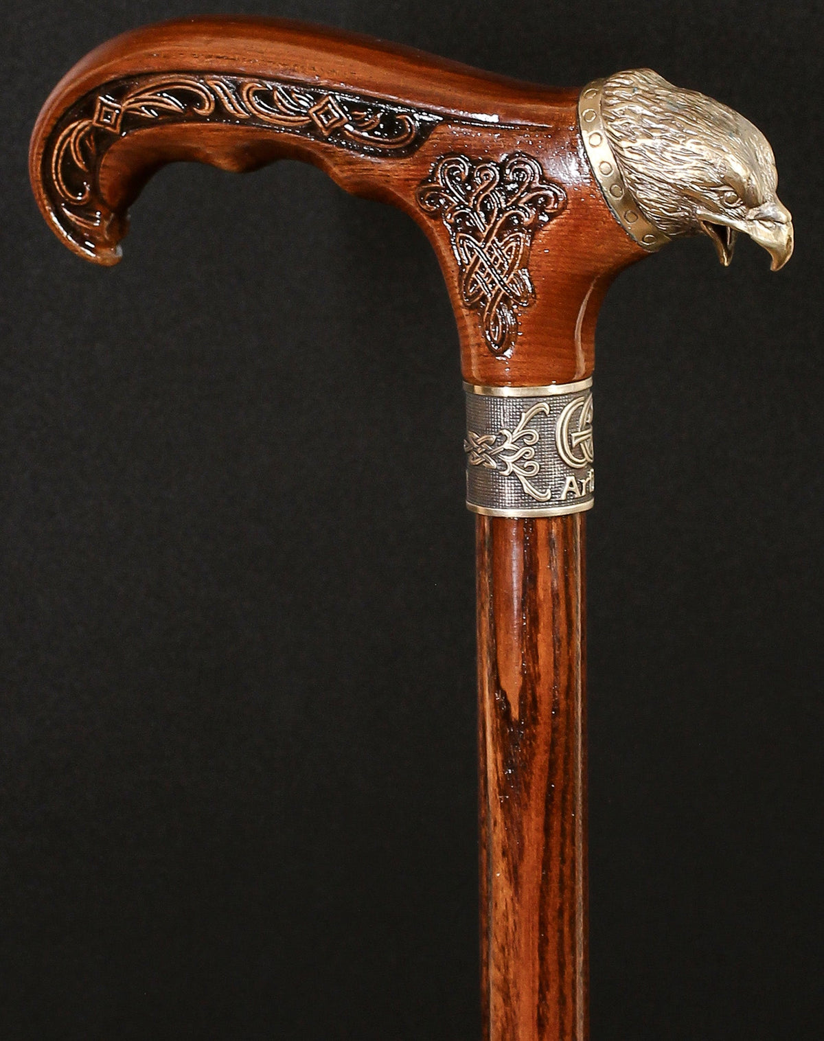 Eagle Head: Bronze Artisan Intricate Detail Design Cane Hand Carved Artisan - Tophatter Daily Deals