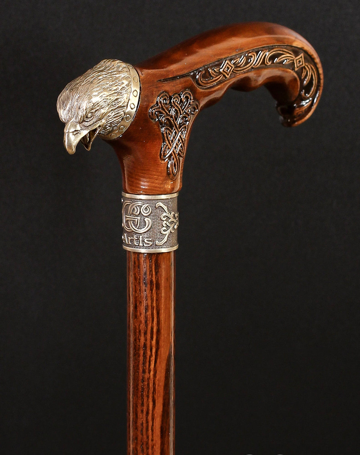 Eagle Head: Bronze Artisan Intricate Detail Design Cane Hand Carved Artisan - Tophatter Daily Deals