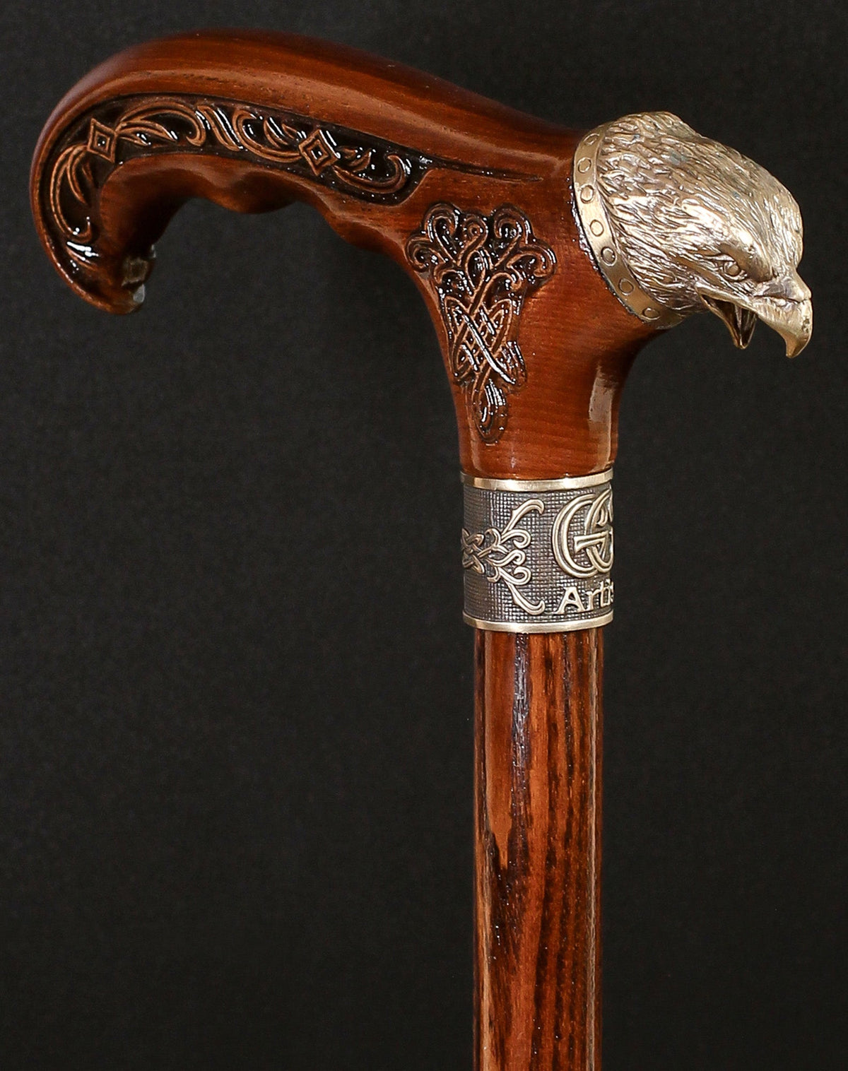 Eagle Head: Bronze Artisan Intricate Detail Design Cane Hand Carved Artisan - Tophatter Daily Deals