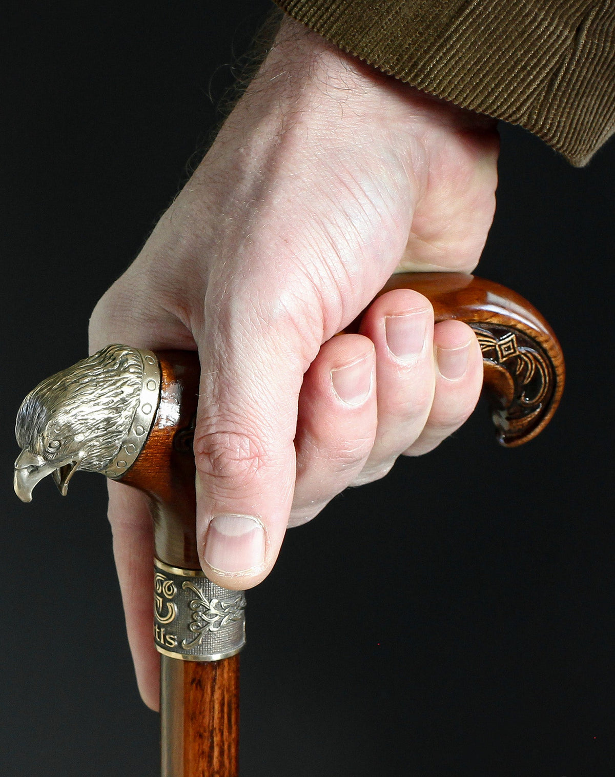 Eagle Head: Bronze Artisan Intricate Detail Design Cane Hand Carved Artisan - Tophatter Daily Deals