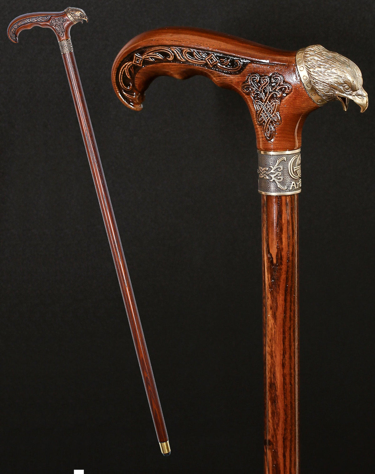 Eagle Head: Bronze Artisan Intricate Detail Design Cane Hand Carved Artisan - Tophatter Daily Deals
