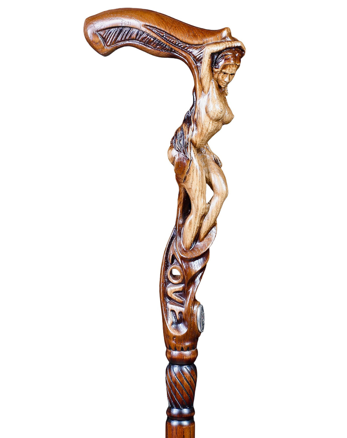 Mother Nature: Oak Wood Artisan Intricate Handcarved Cane Hand Carved Artisan - Tophatter Daily Deals