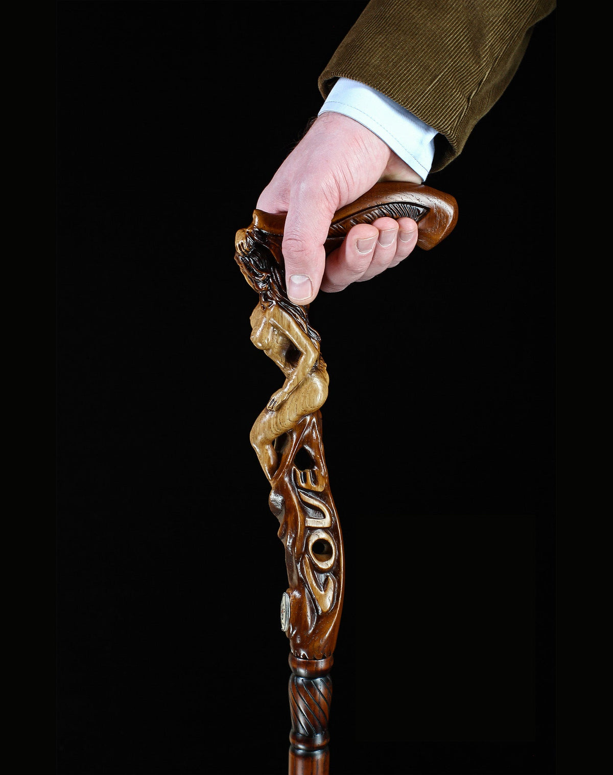 Mother Nature: Oak Wood Artisan Intricate Handcarved Cane Hand Carved Artisan - Tophatter Daily Deals