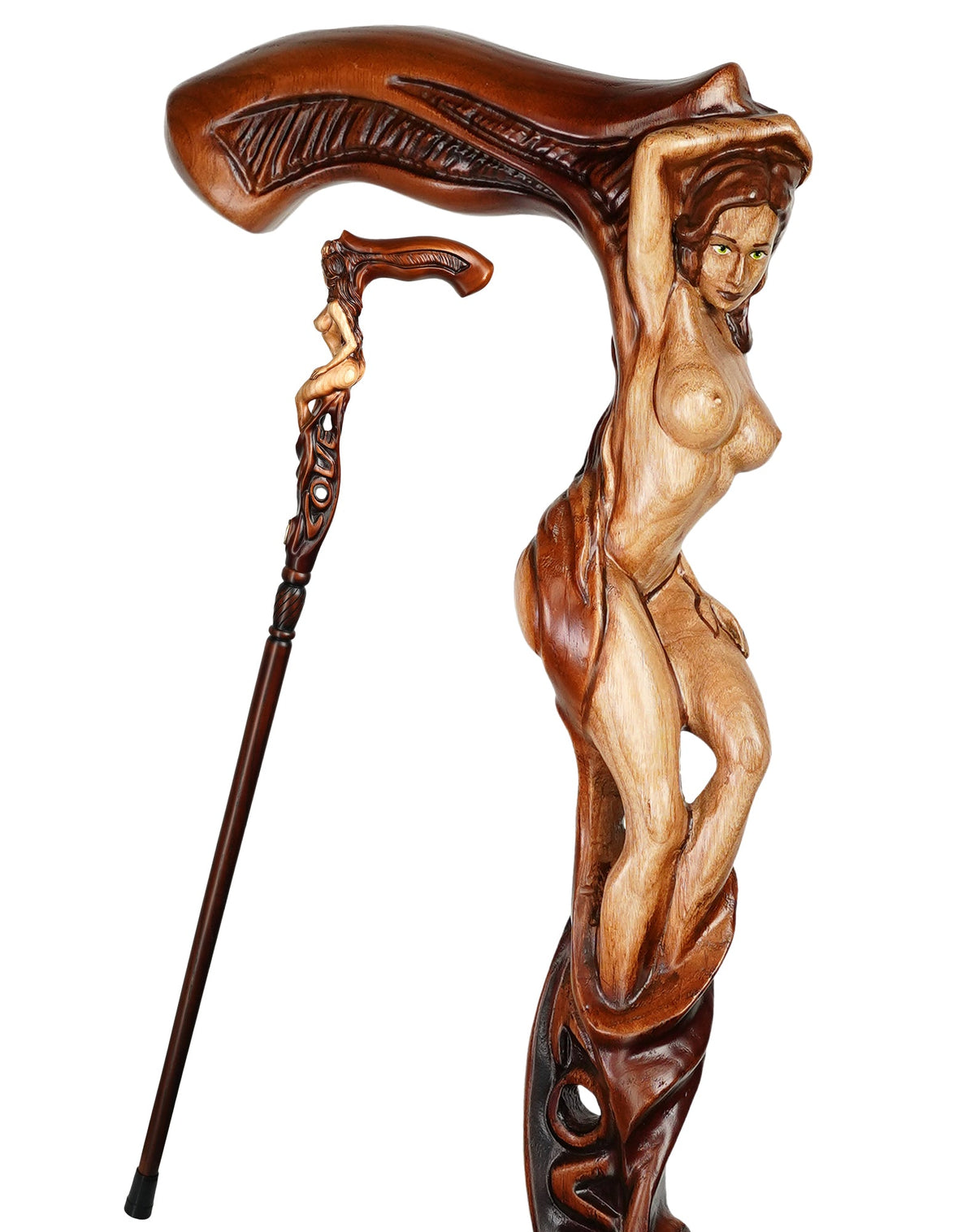 Mother Nature: Oak Wood Artisan Intricate Handcarved Cane Hand Carved Artisan - Tophatter Daily Deals