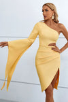 Cutout Split Flare Sleeve One-Shoulder Dress Cocktail Dresses - Tophatter Daily Deals