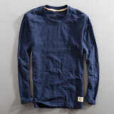 Lightweight Men's Pullover - Crew Neck, Slub Cotton, Casual Navy Blue - Tophatter Daily Deals