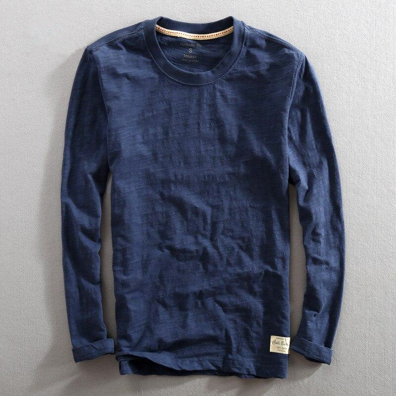 Lightweight Men's Pullover - Crew Neck, Slub Cotton, Casual Navy Blue - Tophatter Daily Deals