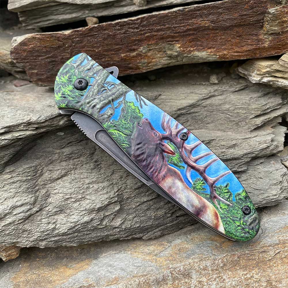 Male Deer Folding Knife Portable Camping Tool - Tophatter Daily Deals