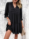 Ruched Notched Flounce Sleeve Dress Casual Dresses - Tophatter Daily Deals