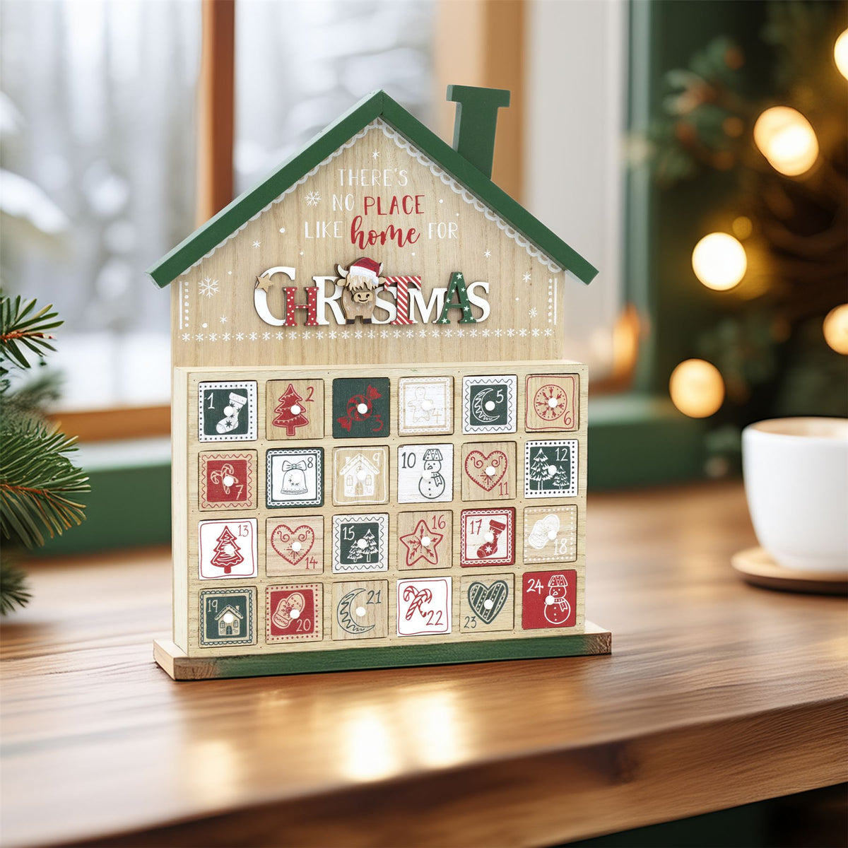 Wooden House Highland Cow Christmas Advent Calendar | Fill Your Own Calendar Advent Calendar - Tophatter Daily Deals