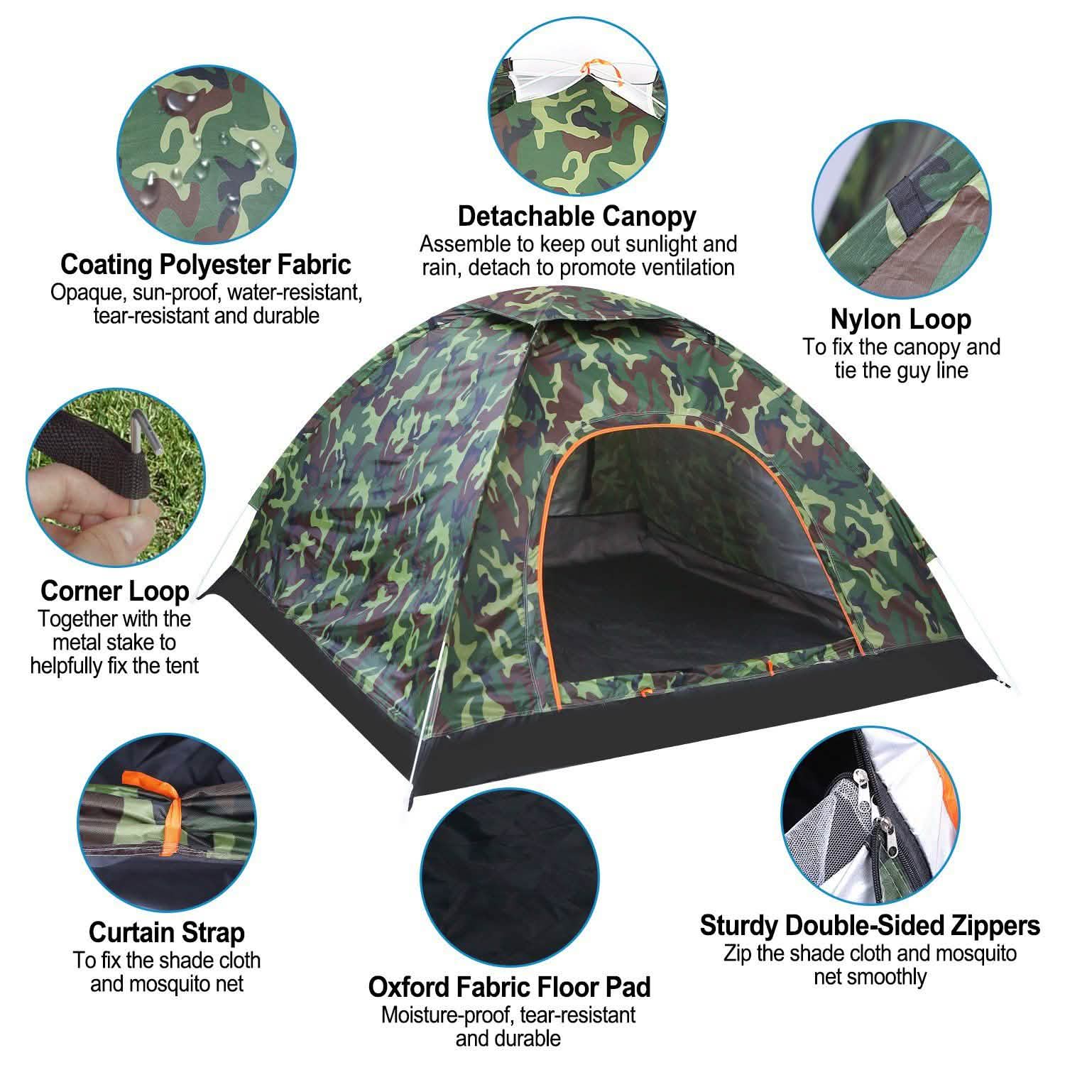 3/4 Person Instant Pop Up Dome Tent Outdoor Recreation - Tophatter Daily Deals