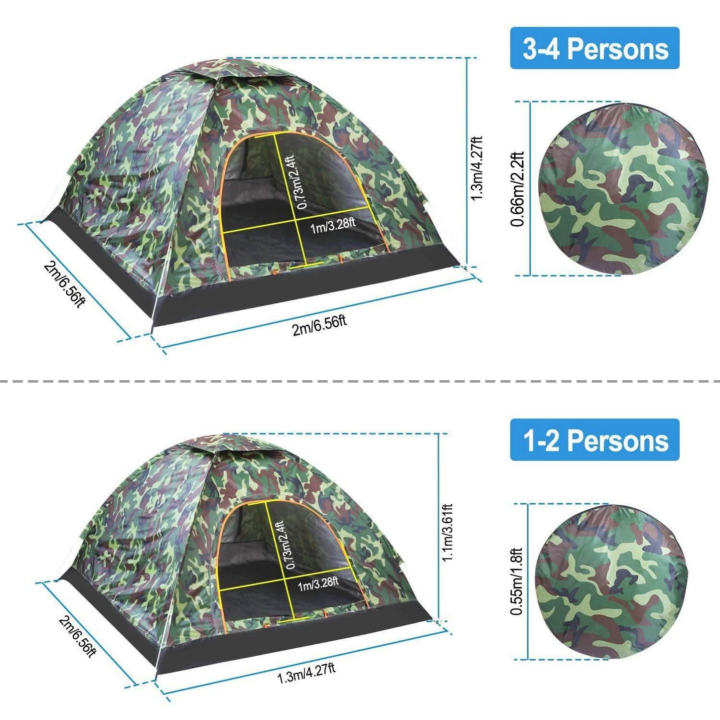 3/4 Person Instant Pop Up Dome Tent Outdoor Recreation - Tophatter Daily Deals