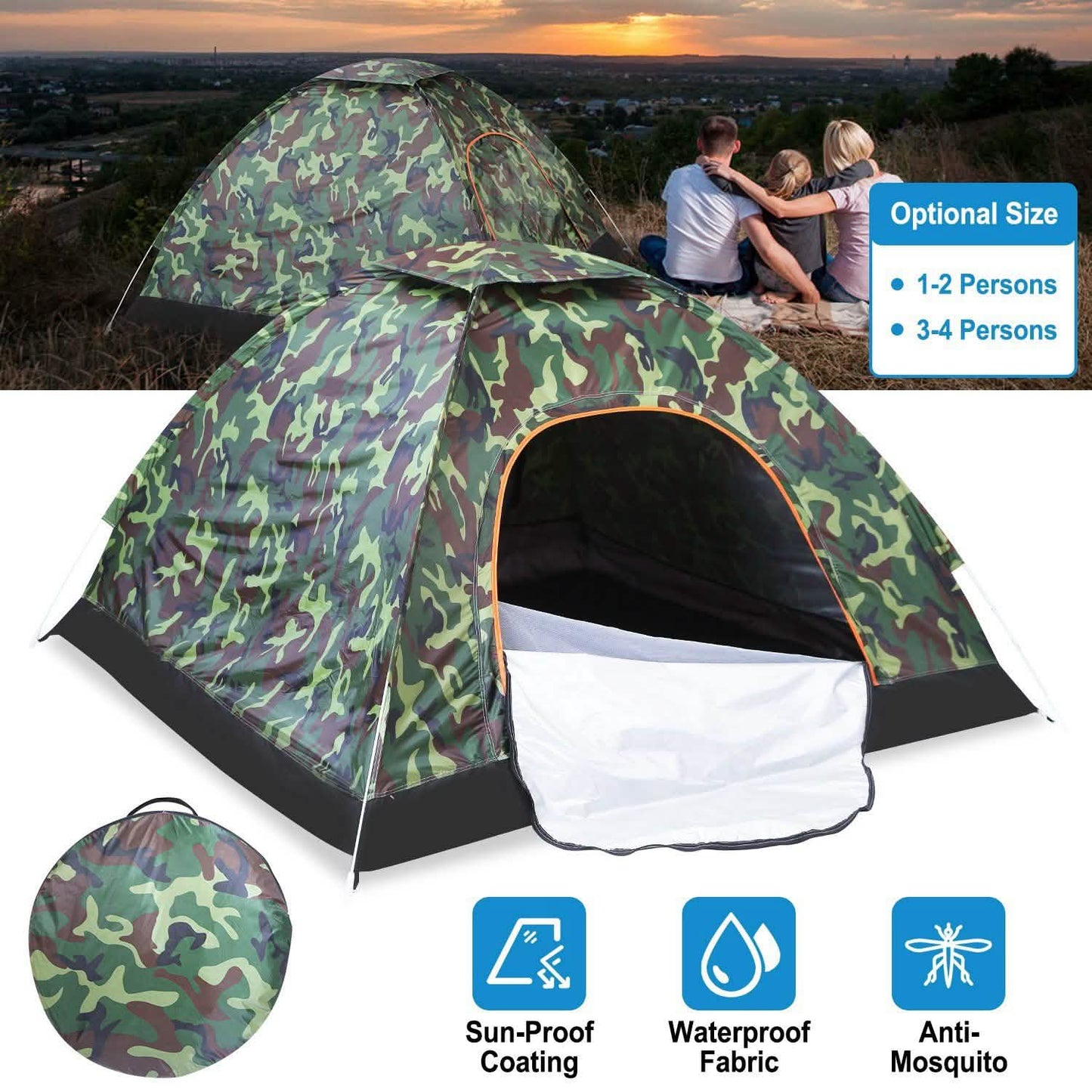 3/4 Person Instant Pop Up Dome Tent Outdoor Recreation - Tophatter Daily Deals