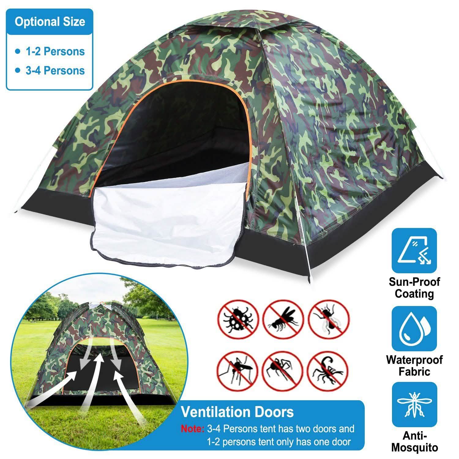 3/4 Person Instant Pop Up Dome Tent Outdoor Recreation - Tophatter Daily Deals