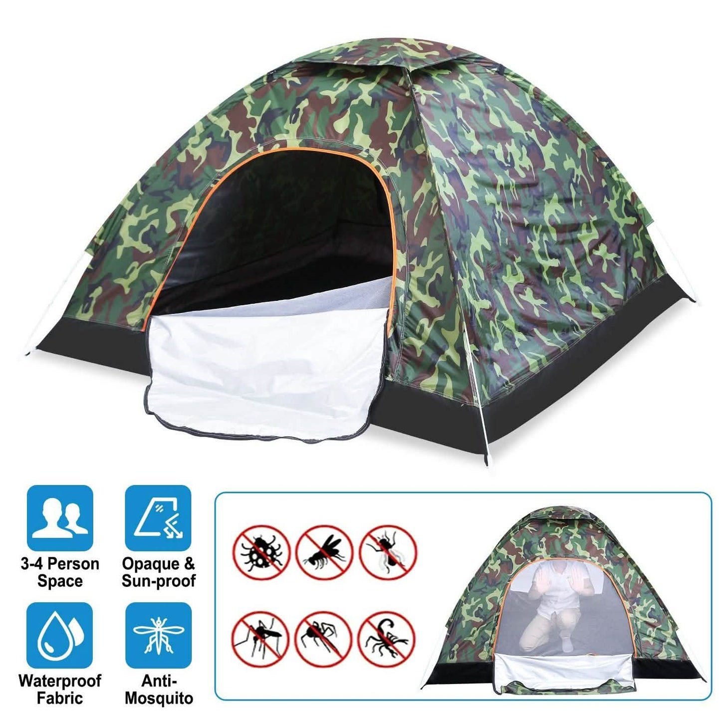 3/4 Person Instant Pop Up Dome Tent Outdoor Recreation - Tophatter Daily Deals