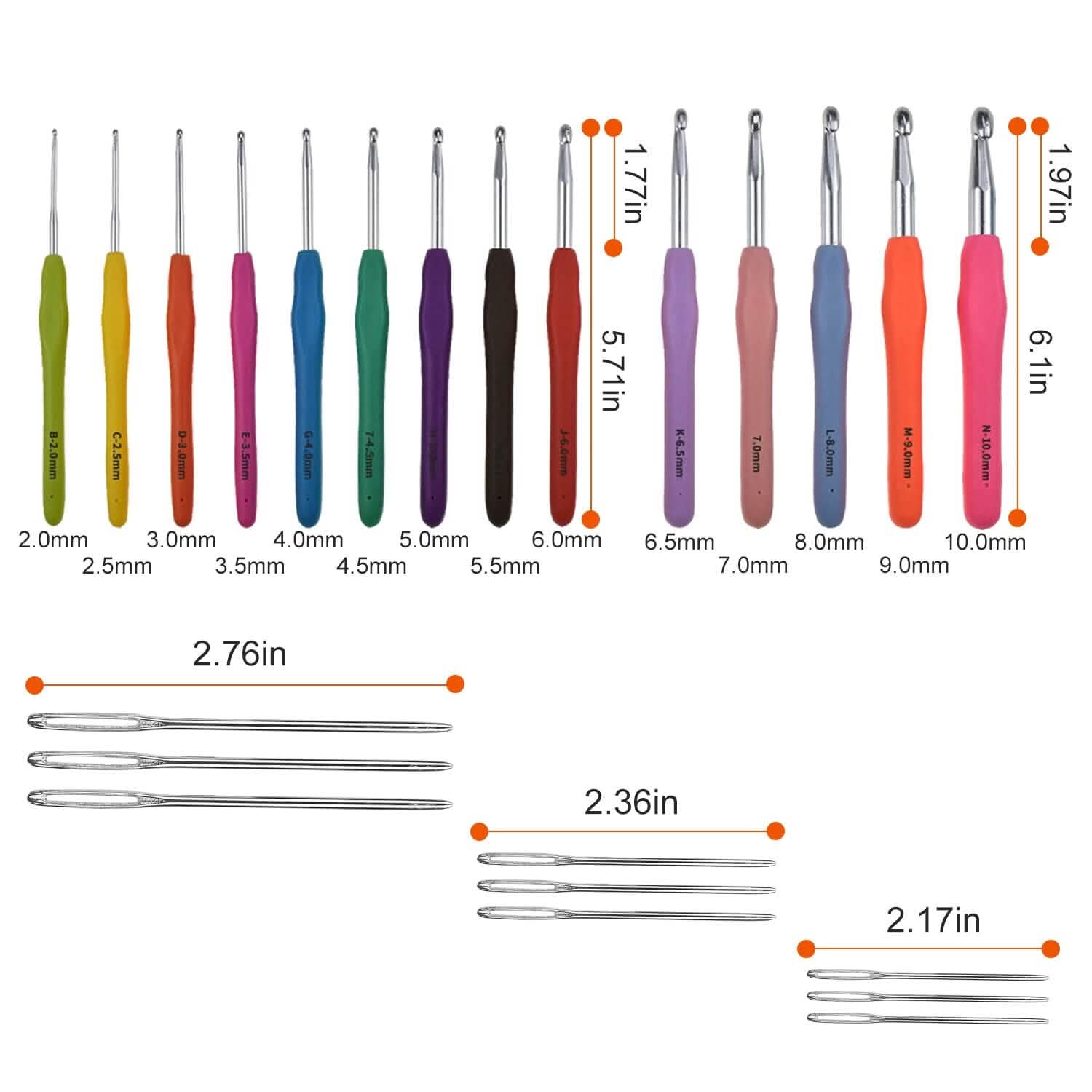 34-Piece Set: Aluminum Handle Crochet Hook Needles Knitting Tool School, Office & Art Supplies - Tophatter Daily Deals