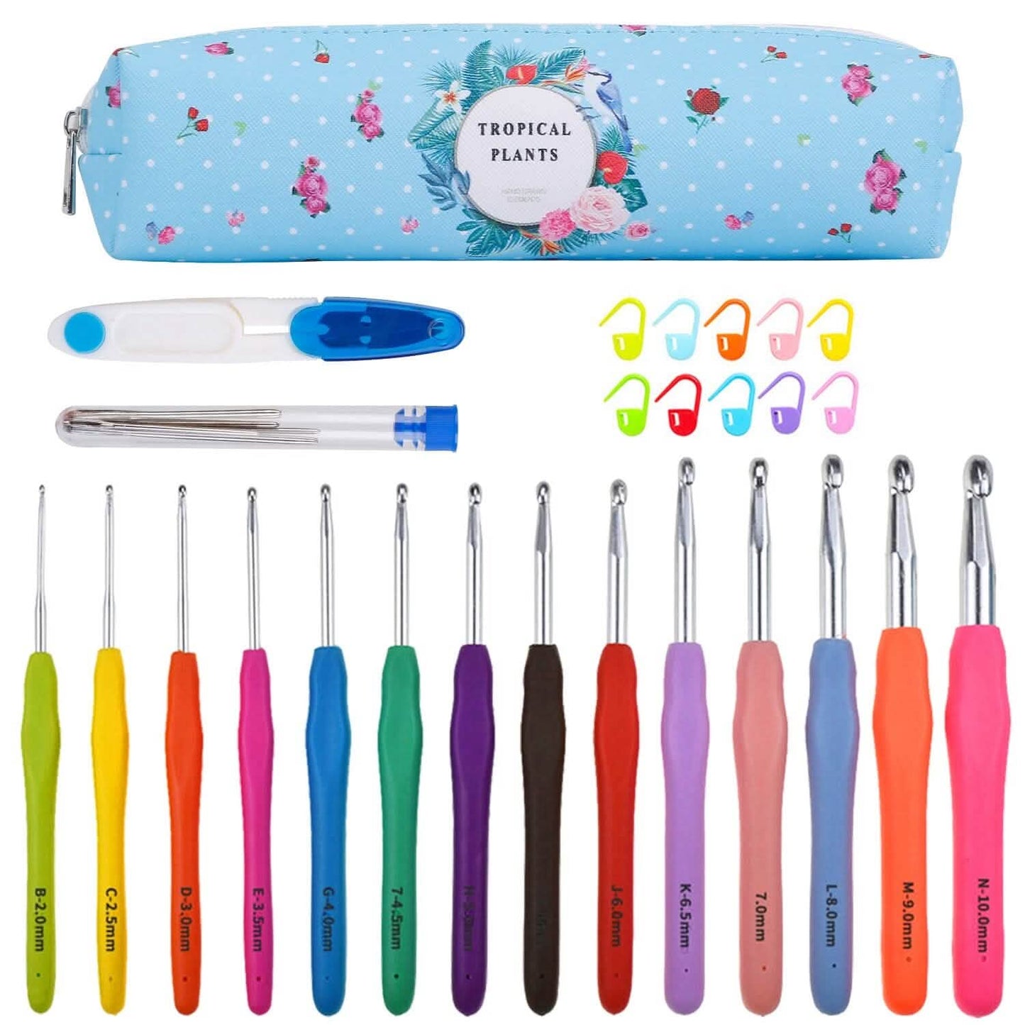 34-Piece Set: Aluminum Handle Crochet Hook Needles Knitting Tool School, Office & Art Supplies - Tophatter Daily Deals