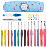 34-Piece Set: Aluminum Handle Crochet Hook Needles Knitting Tool School, Office & Art Supplies - Tophatter Daily Deals