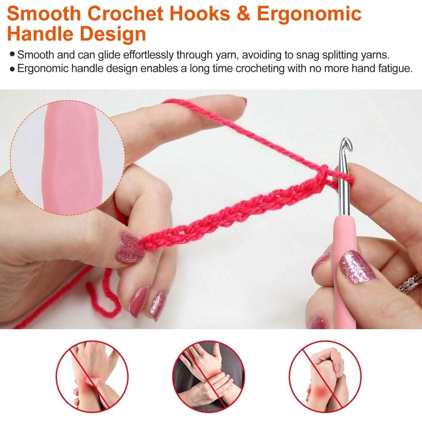 34-Piece Set: Aluminum Handle Crochet Hook Needles Knitting Tool School, Office & Art Supplies - Tophatter Daily Deals