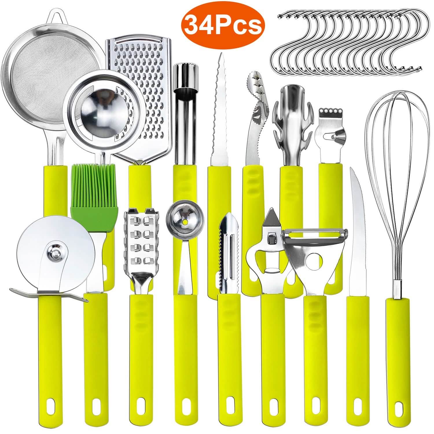 34-Pieces Set: Stainless Steel Kitchen Gadget Tools Set Kitchen Tools & Gadgets - Tophatter Daily Deals