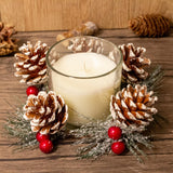 Christmas Wreath Scented Fragranced Candle Pot Ornament ~ Xmas Table Centrepiece Decoration ~ Red Wax - Spiced Apple & Cinnamon Scented Candle - Tophatter Daily Deals